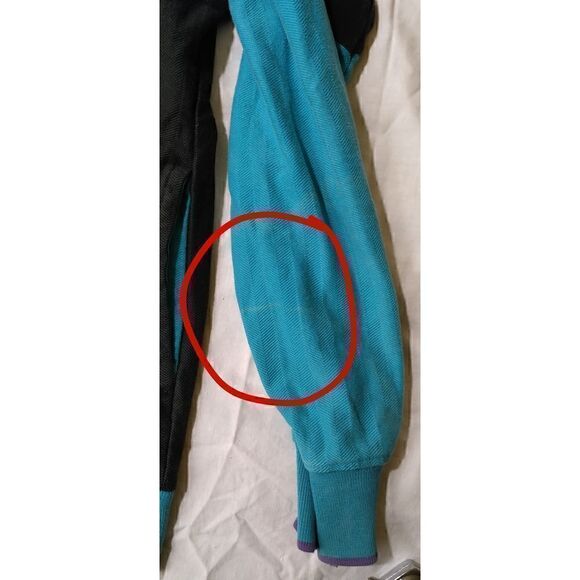 VINTAGE RETRO FIRST STARTER COTTON SIZE LARGE HOODY AQUA PURPLE BLACK PULLOVER - Picture 4 of 7